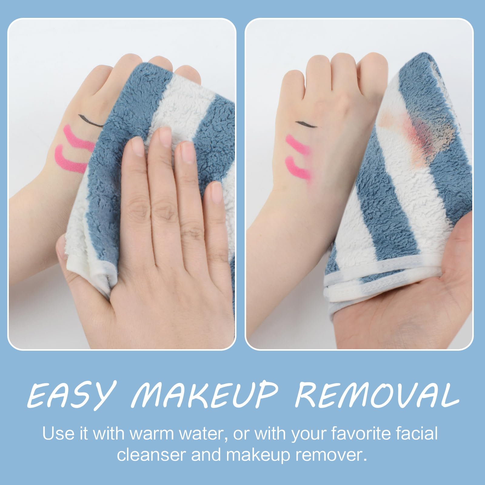 Microfiber Facial Cloths Fast Drying Washcloth 12x12inch Stripes 6 pack