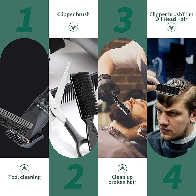 SQULIGT 10 Pcs Barber Clipper Cleaning Brush, Barber Accessories Supplies, Blade Trimmer Cleaning Mini Brush Bulk Set Duster Manicure Nylon Brush Hair Styling Tool (Black)