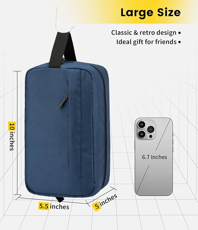 Vorspack Travel Toiletry Bag for Men - Hanging Toiletries Bag Water Resistant Travel Bag for Toiletries Accessories - Navy Blue