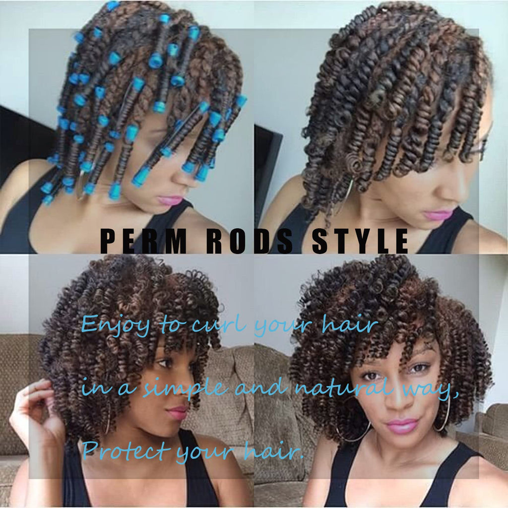 Perm Rods,60 pcs Small Size Rollers for Natural Hair Long Short Hair Styling Tool Curlers 0.35 inch Blue Color