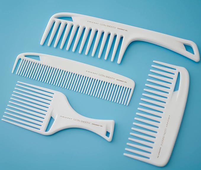 Cricket Ultra Smooth Coconut Dressing Comb - Infused with Coconut Oil & Keratin for Frizz-Free Shine, Ideal for Styling, Smoothing, and Cutting Shorter Hair