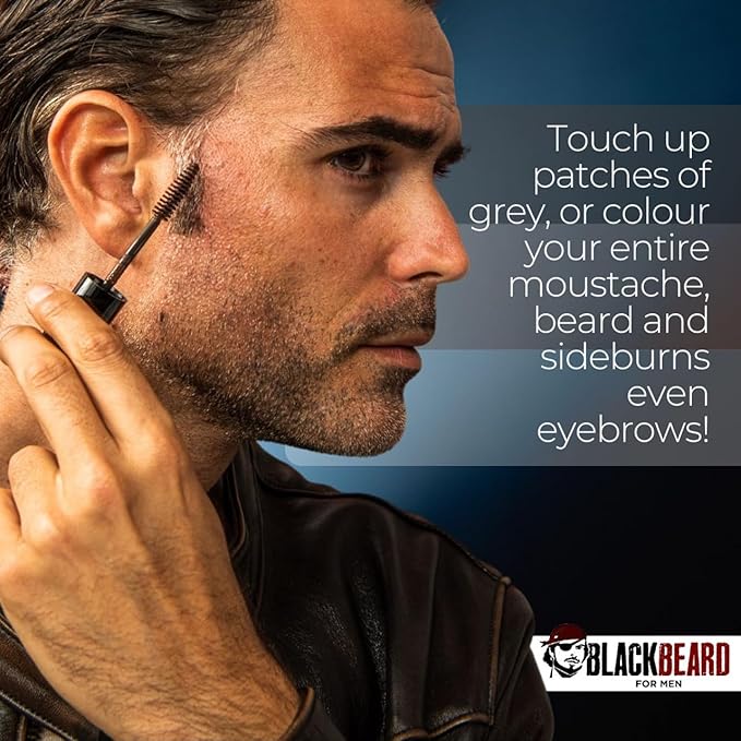 Blackbeard for Men Beard Color – 1-Day Beard, Mustache, Eyebrow, Sideburns Color – Temporary Facial Hair Tint - Hypoallergenic Beard Dye Alternative – Up to 45 applications – Brown/Black 1 Pack