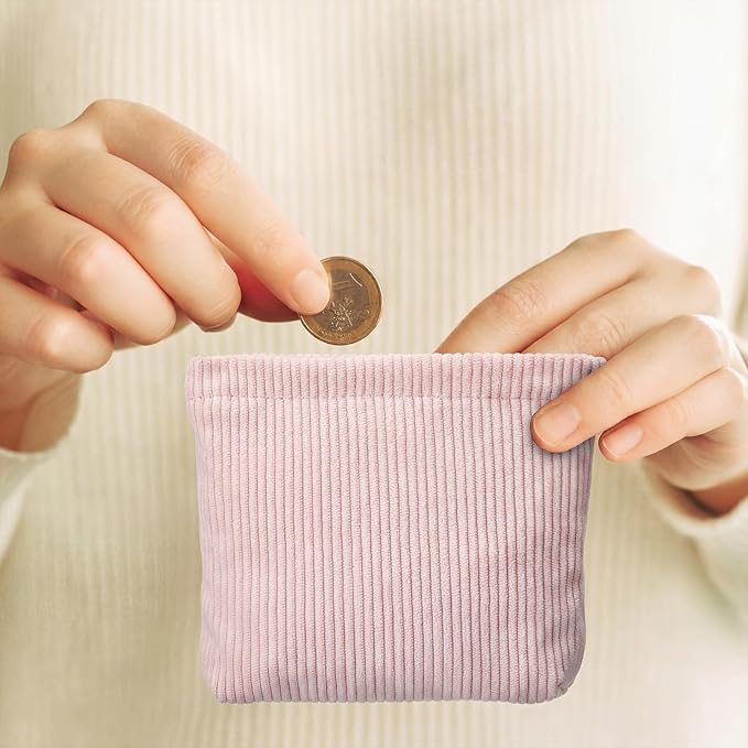 Abbylike 4 Pcs Small Makeup Bag Corduroy Cosmetic Pouch with Zipper Portable Little Bags for Purse Mini Pouch Cute Makeup Purse for Coin Essentials Items Women (Clean)