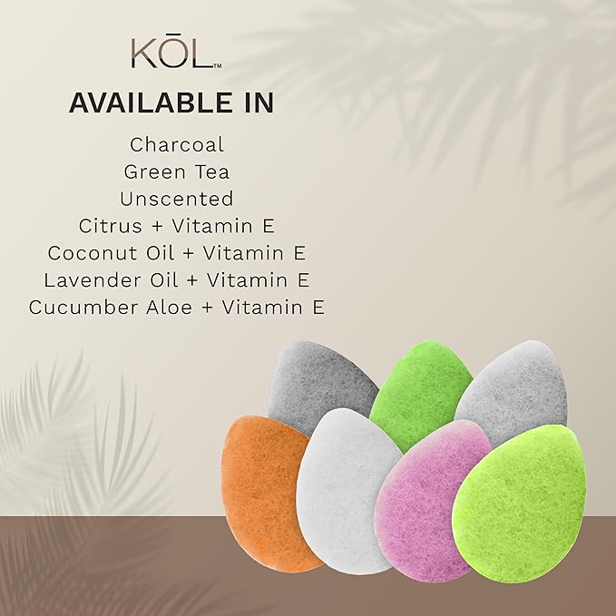 KOL Face Scrubber Pads, Green Tea Infused Exfoliating Facial Cleansing Sponges for Daily Face Wash and Makeup Removal, 6 Count