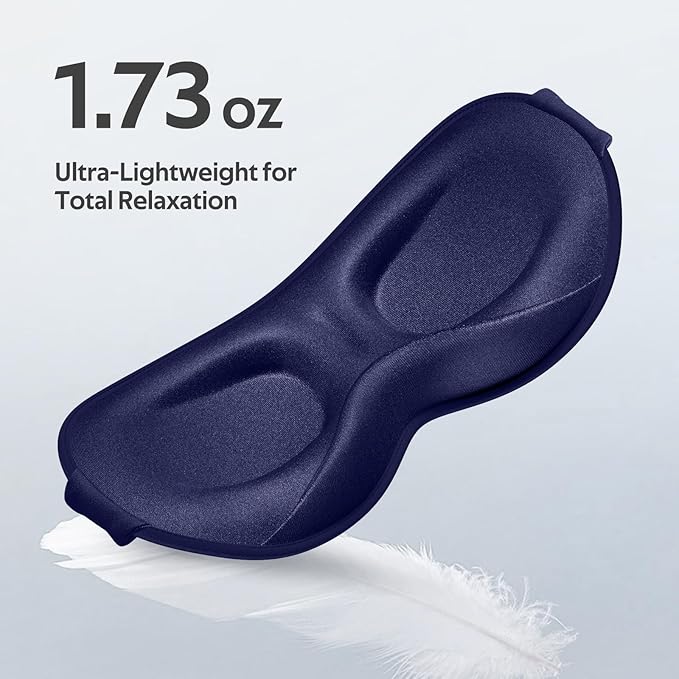 Vynix® Sleep Mask for Men Women - 100% Blackout Eye Masks for Sleep - 3D Soft Sleeping Mask for Side Sleepers - Zero Pressure Lash Extensions Eye Cover Shade for Airplane Travel Essentials, Blue