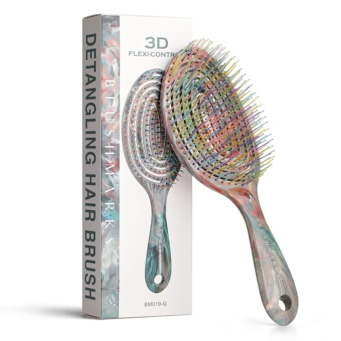 BLUSHMARKS Detangling Wet Hair Brush for Thin or Straight Hair, Vented Detangler Hairbrush with Double-Layered Ultra and Soft-Nylon Bristles for Wet or Dry Hair, Gifts for Women Girls Kids