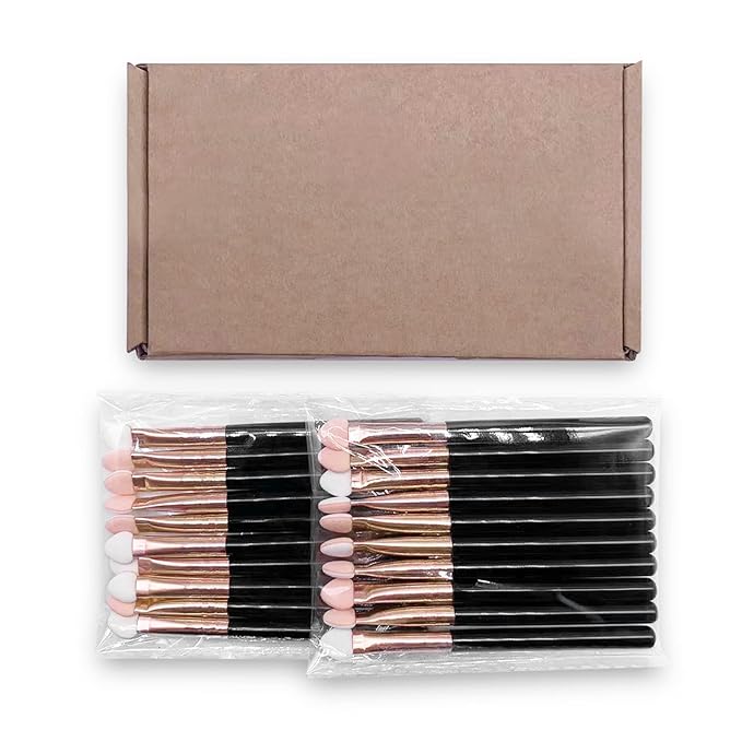 UorPoto Eyeshadow Applicators Double Sided Sponge Tip Foam Reusable，20Pcs Professional Organic Long Handle Washable Makeup Eye Shadow Brush Set