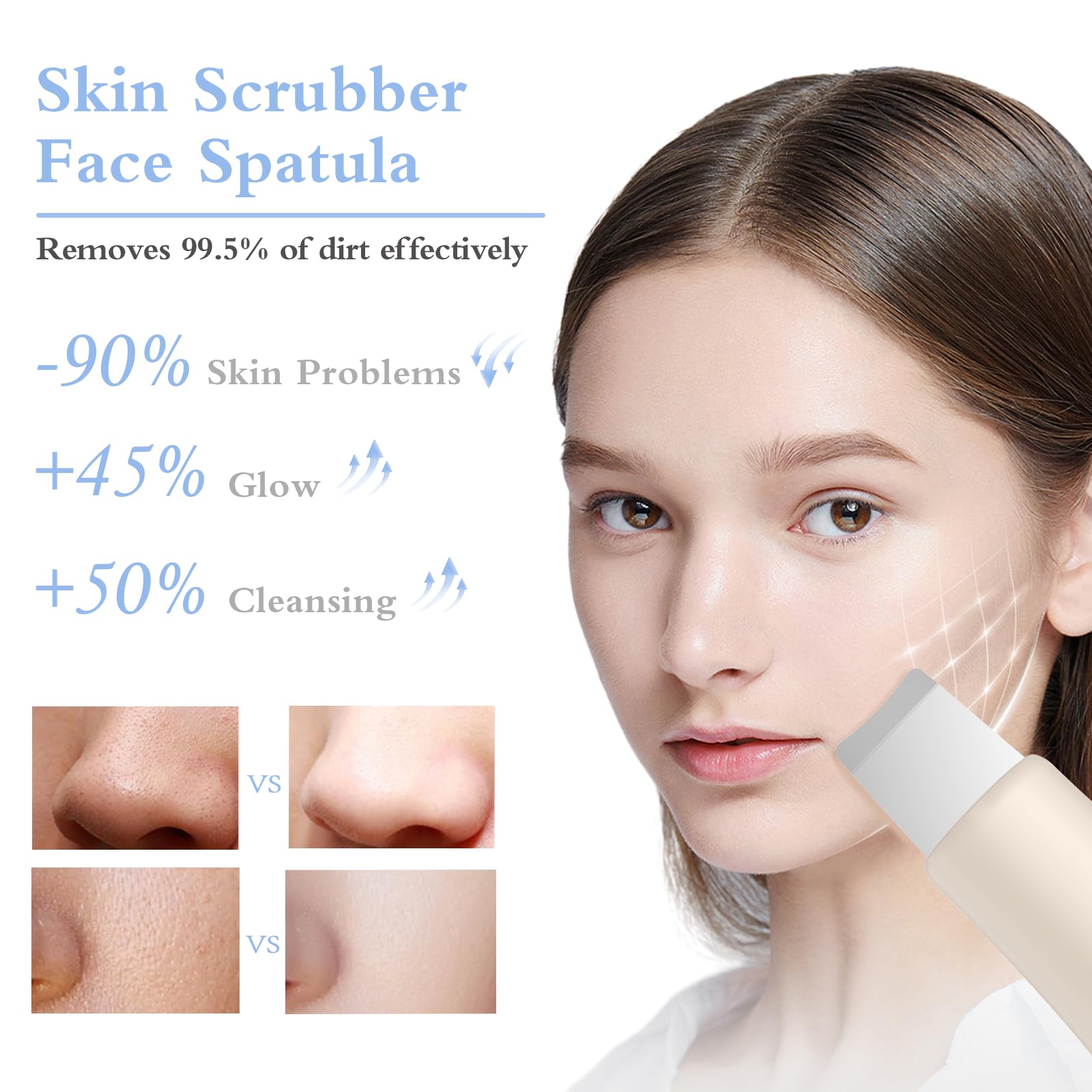 Skin Scrubber Face Spatula Skin Spatula Pore Cleaner Blackhead Remover Tools for Facial Deep Cleansing Skin Care Tool for Men and Women (Beige)
