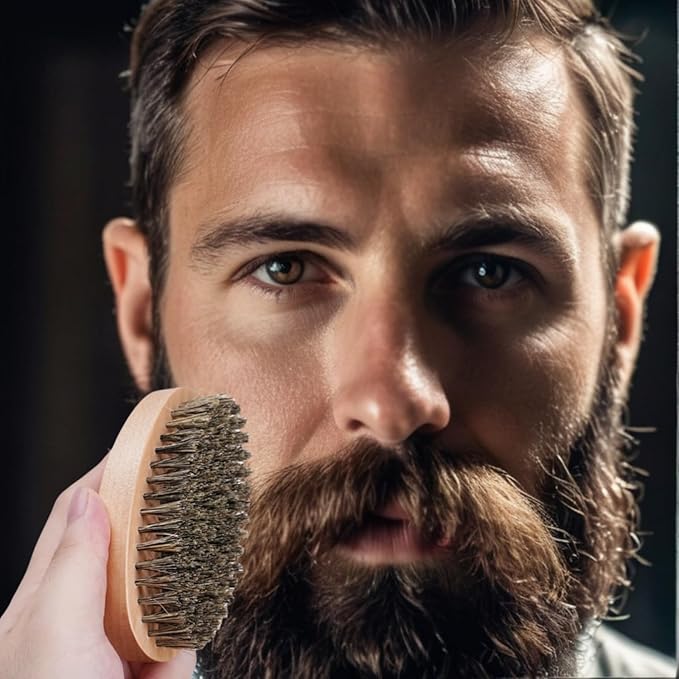 TIKIYOUN Boar Bristle Hair Beard Brush - Smoothing Travel Hairbrush with Soft Boar Bristles for Men & Women, Thick Coarse Hair, Brown