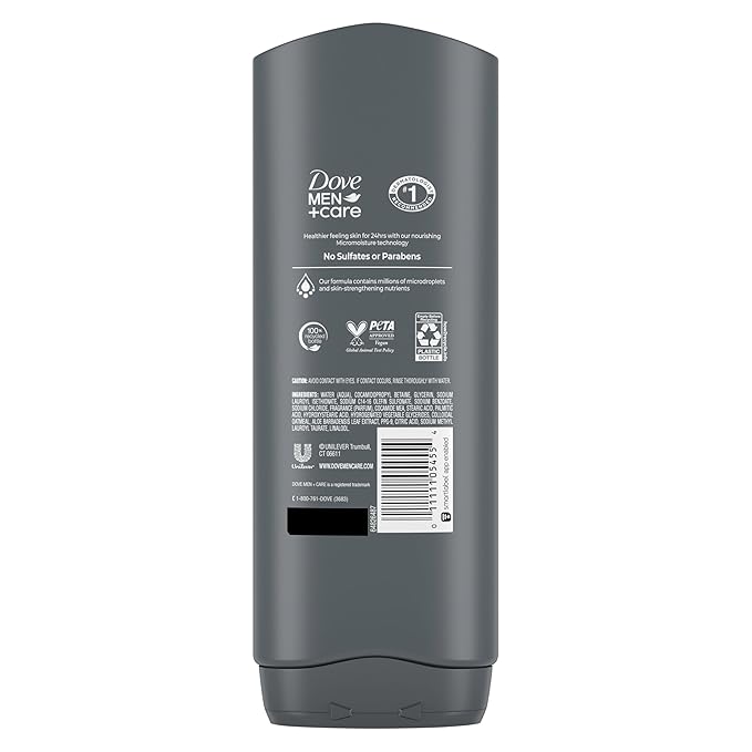 DOVE MEN + CARE Body Wash For Hydrated, Smooth Skin, 4 Count, 18 fl oz