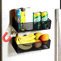 Magnetic Basket Organizer Holder for Fridge，Magnetic Shelf for Washing Machine， Magnetic Mesh Basket, Black Rectangular Steel Shelf Organizer, 10.43 x 4.92 x 3.15 Inches (Black , 1 pack)