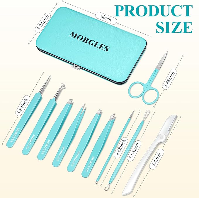 Tweezers for Women Facial Hair, 10 in 1 Pimple Popper Tool Kit