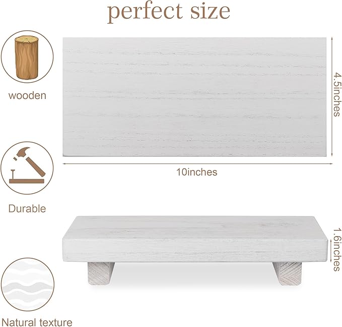 Wood Bathroom Tray Farmhouse Decor Kitchen Soap Holder, 10"x4.5" White