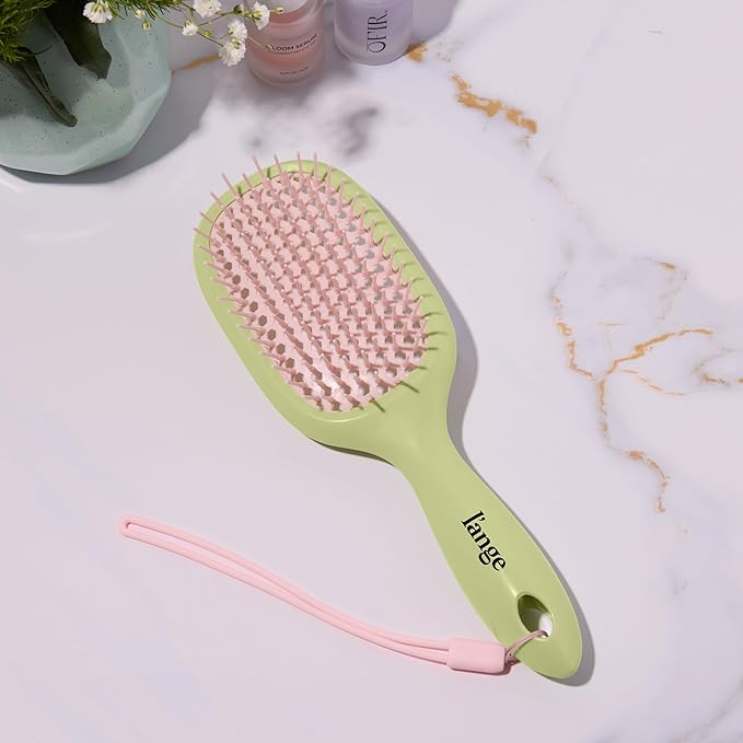 L'ANGE HAIR Detangling Vented Brush | Flexible Bristles for Wet or Dry Hair | Gentle Glide to Reduce Breakage | Ergonomic Shower Brush | Great for All Hair Types & Sensitive Scalps (Green)