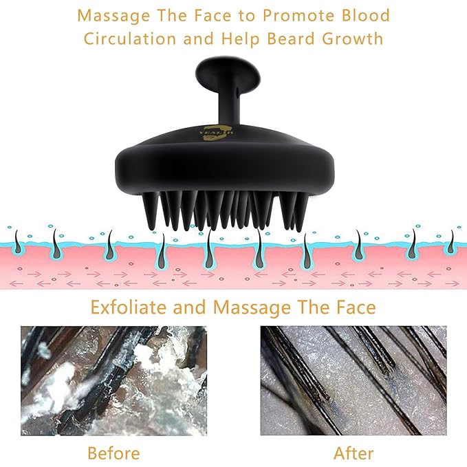 Beard Brush for Men, Silicone Beard Scrubber for Deep Cleansing