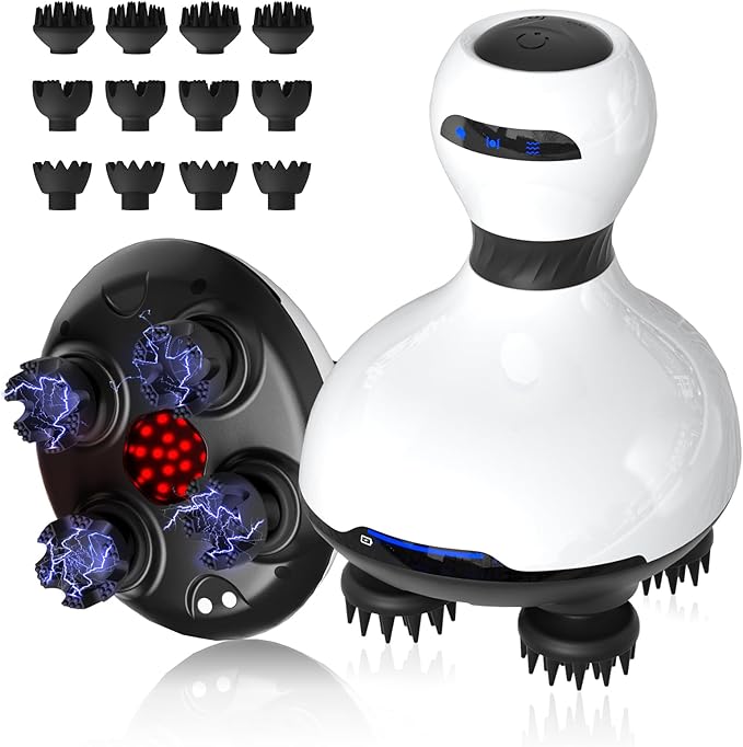 SJKMIR Electric Scalp Massager with Mutlti-Modes Vibration & Waterproof, Held Portable Head Scratcher Massager for Hair Growth, Deep Clean and Stress Relax