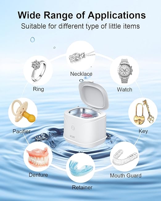 BCOM Ultrasonic Retainer Cleaner Machine, Denture Cleaner for Mouthguard