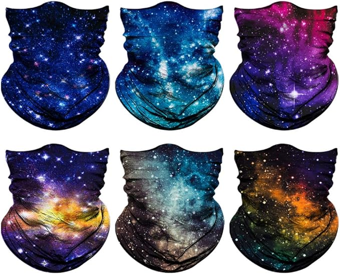 Neck Gaiter Mask, Sun Mask, Rave Bandana Face Mask, Seamless Face Scarf, Headband for Men Women (A-Bling Star)
