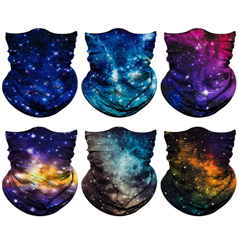 Neck Gaiter Mask, Sun Mask, Rave Bandana Face Mask, Seamless Face Scarf, Headband for Men Women (A-Bling Star)
