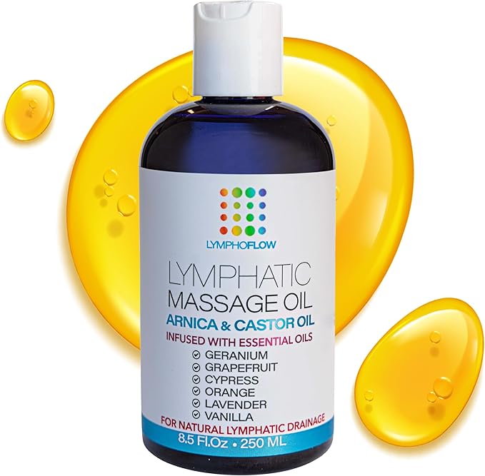 Bruizex Lymphatic Drainage Massage Oil with Arnica & Cold Pressed Castor Oil- Lightweight Non-Greasy Body Massage Oil for Daily Lymphatic Massage, Aftercare Routine, Post Surgery, BBL, Lipo - 8.5 Oz