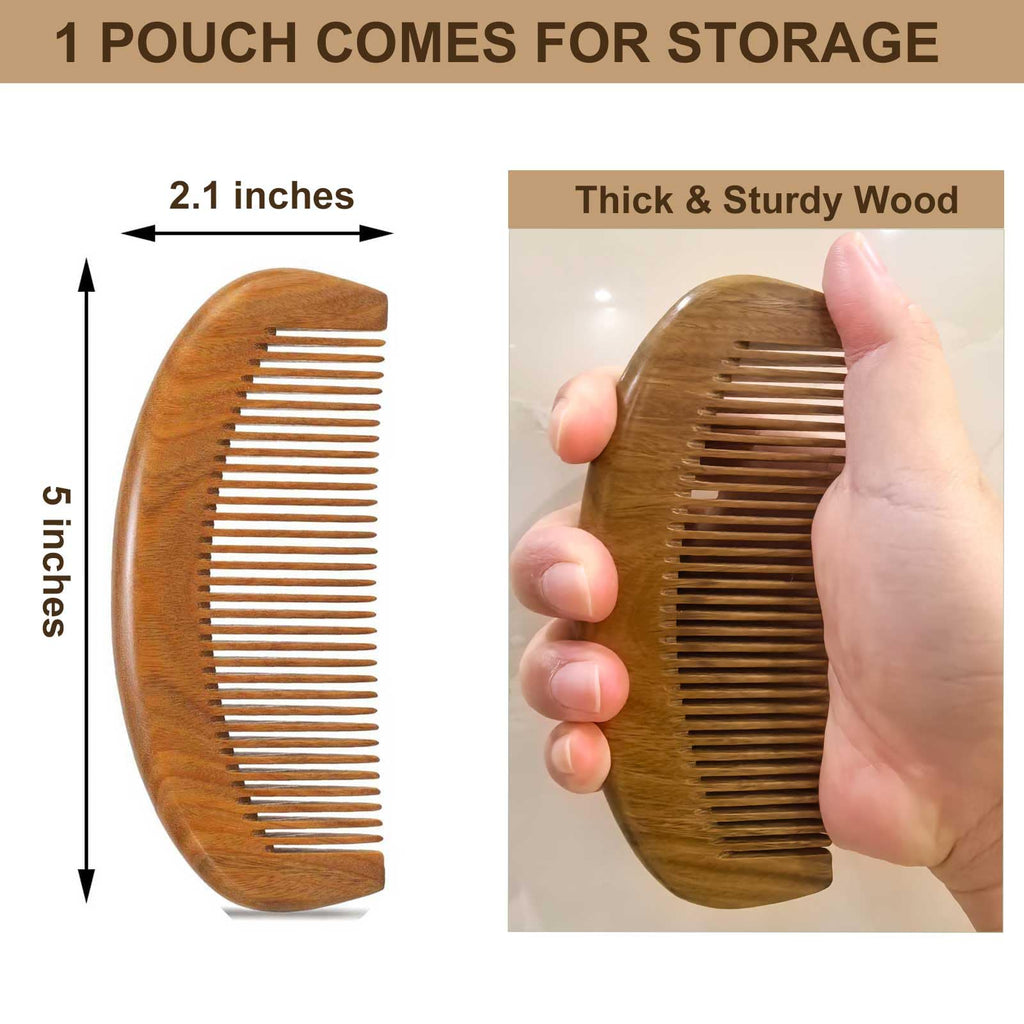 Moreinday Wooden Comb for Hair & Beard, for Scalp Massage & Distribute Oils