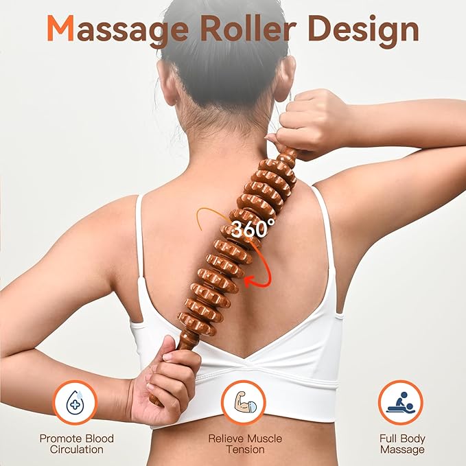 NXCYLW Wood Therapy Massage Tools, Wooden Massage Roller Stick, Lymphatic Drainage Tool, Curved Wood Muscle Massage Roller Used to Relieve Muscle Soreness and Body Shaping