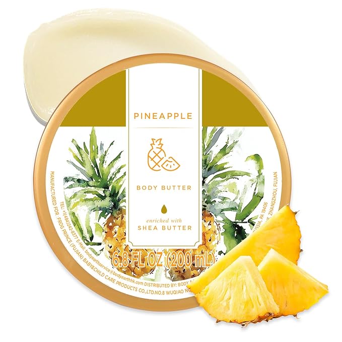 Princess Belle Pineapple Body Butter with Natural Shea Butter, Body Moisturizer for Dry Skin, Body Care for Women-Deep Moisturizing and Softening-200ml(6.8 floz)