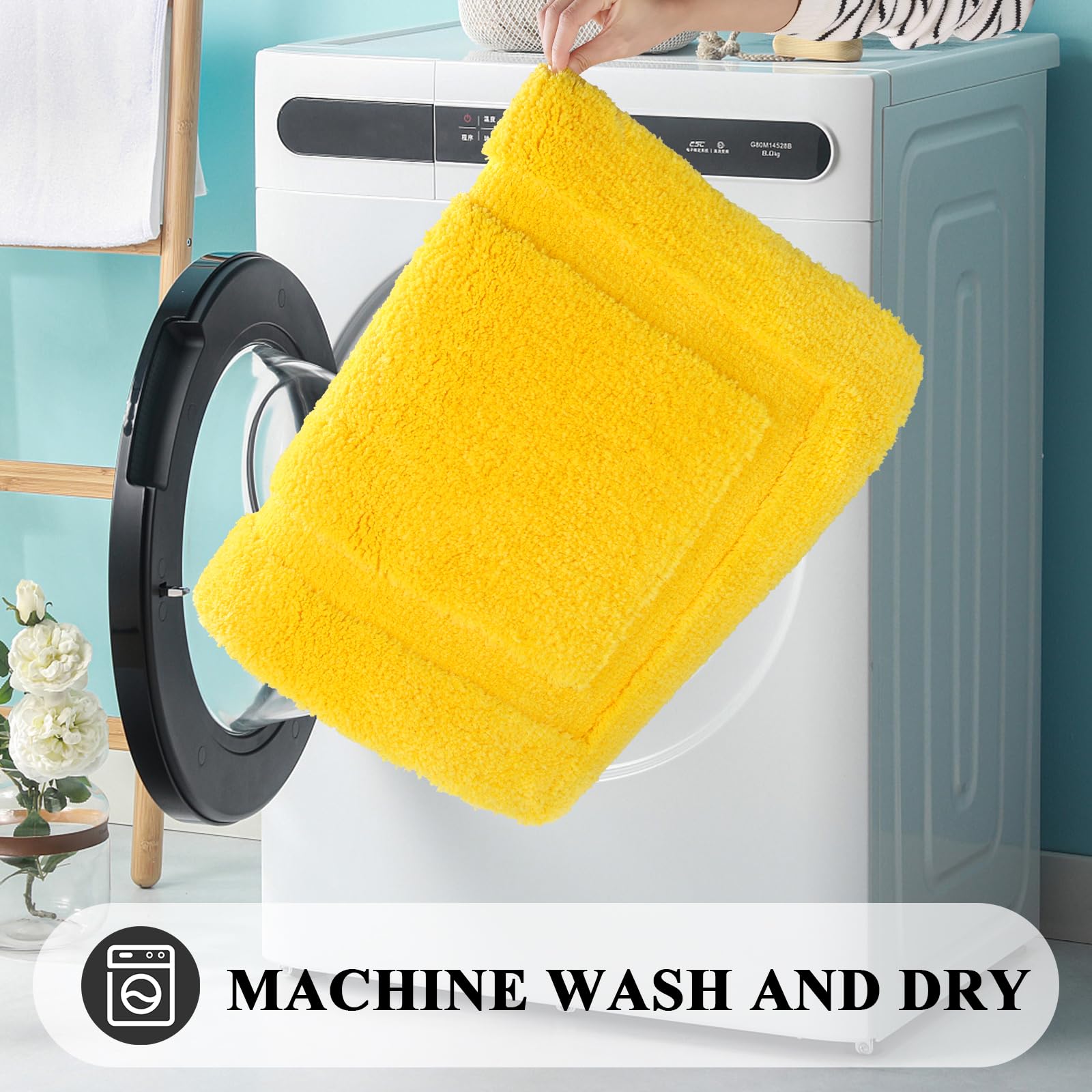SHACOS Soft Microfiber Bathroom Rugs Set of 2 Pieces, Yellow