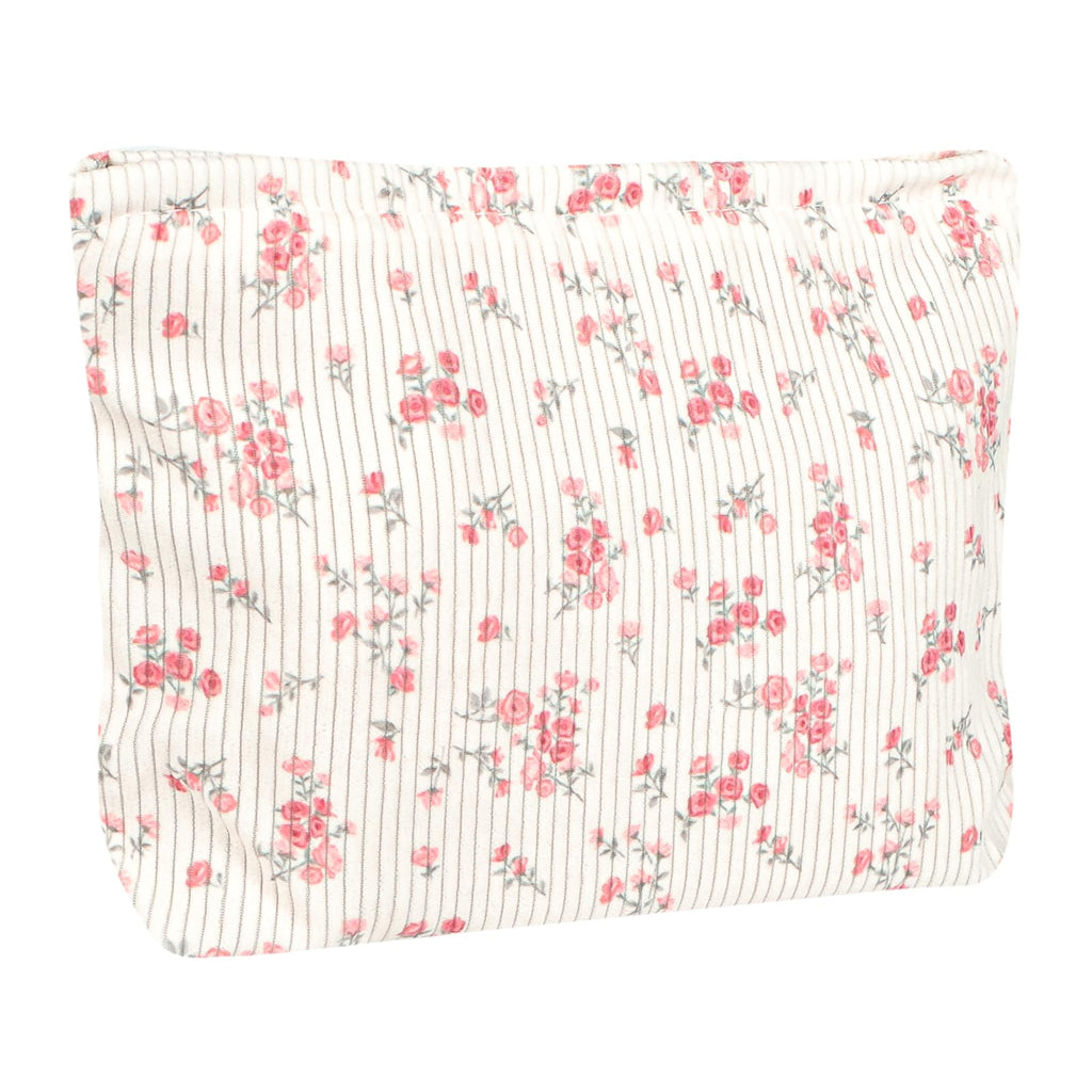 Ksriylm Cute Makeup Pouch for Women Flower Small Make Up Bag for Purse Zipper Initial Cosmetic Bags Pouches for Purse Aesthetic Travel Toiletrybags Gift,Red Floral