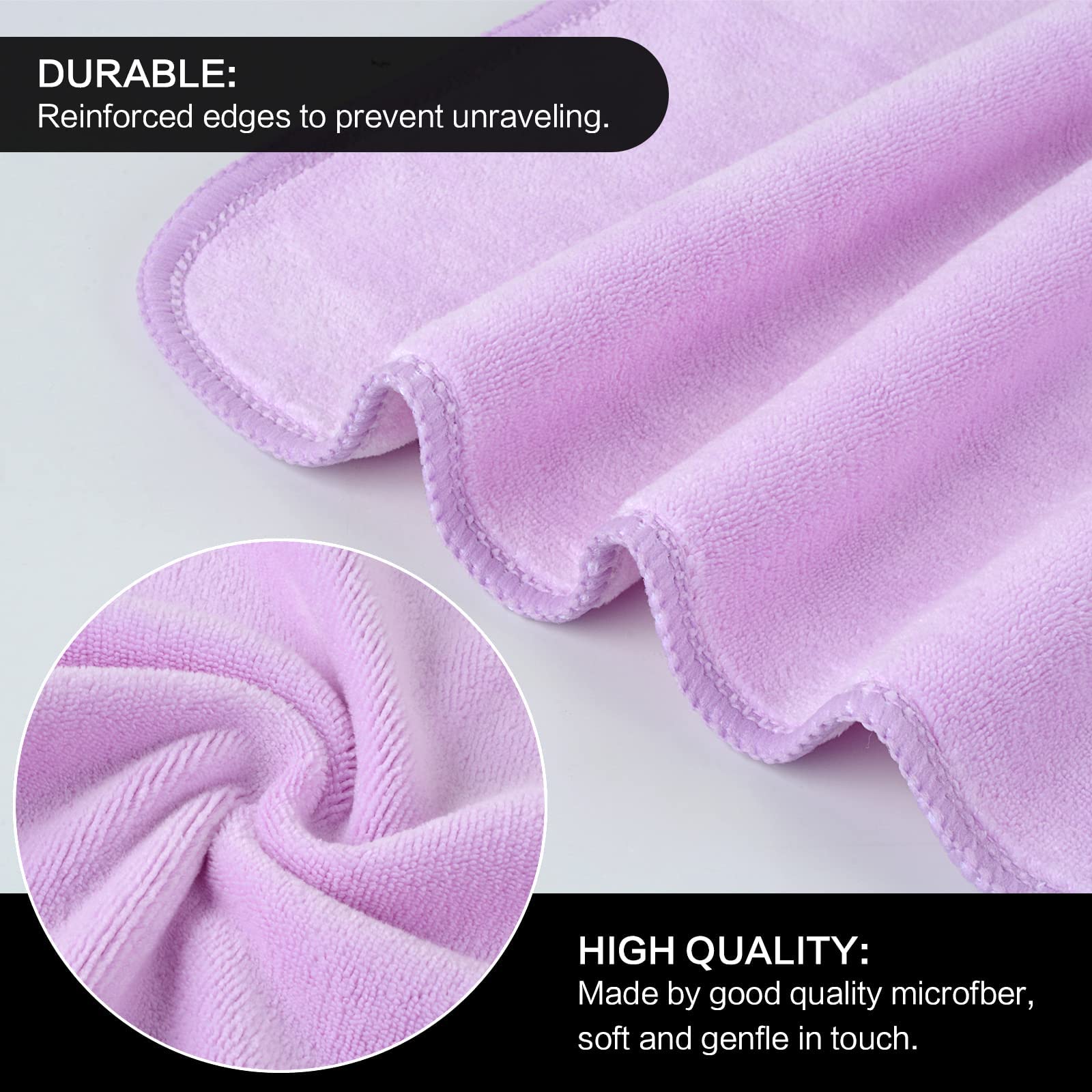 SINLAND Microfiber Facial Cloths Fast Drying Washcloth 12inch x 12inch Light purple 6 pack
