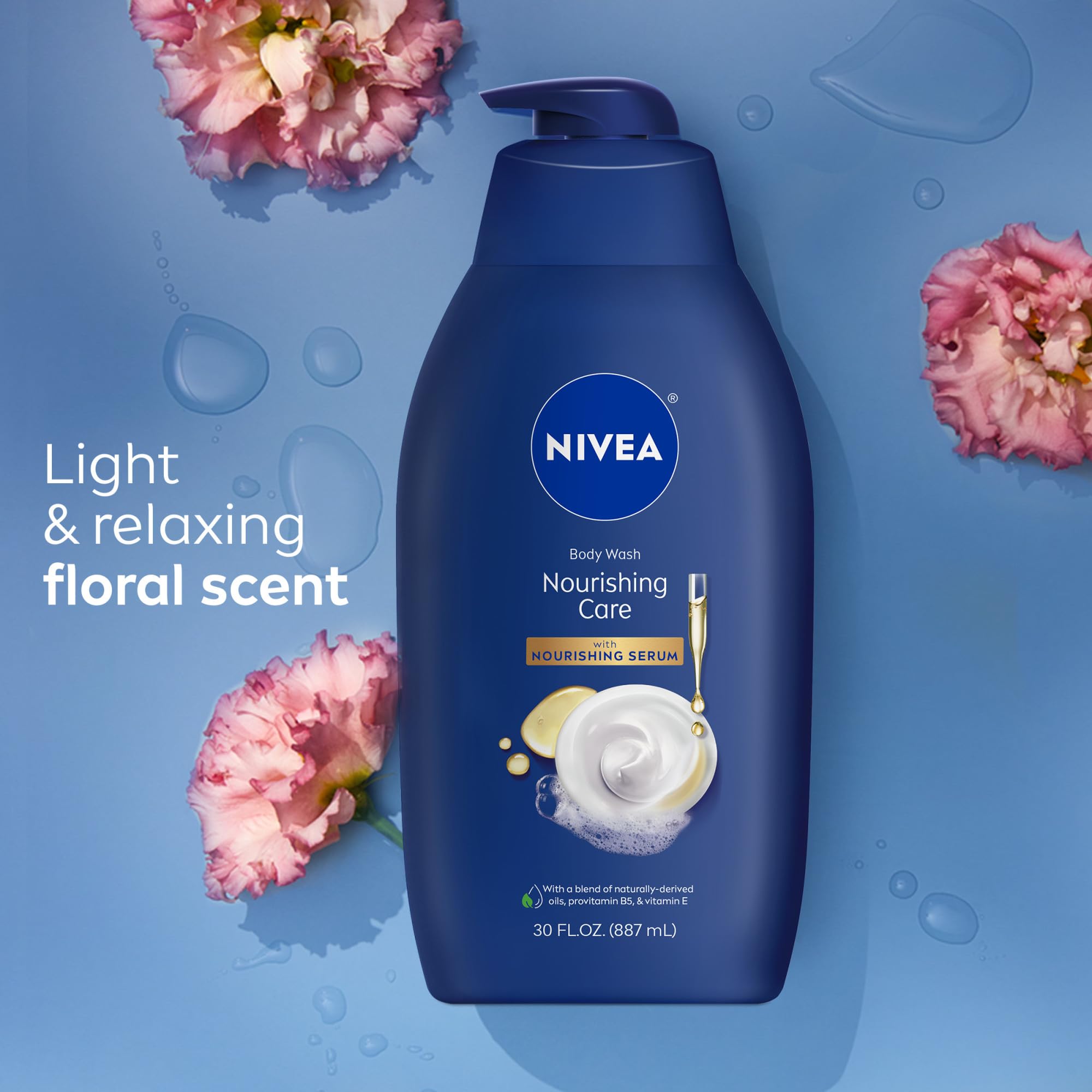 NIVEA Nourishing Care Body Wash with Nourishing Serum, 30 FL OZ