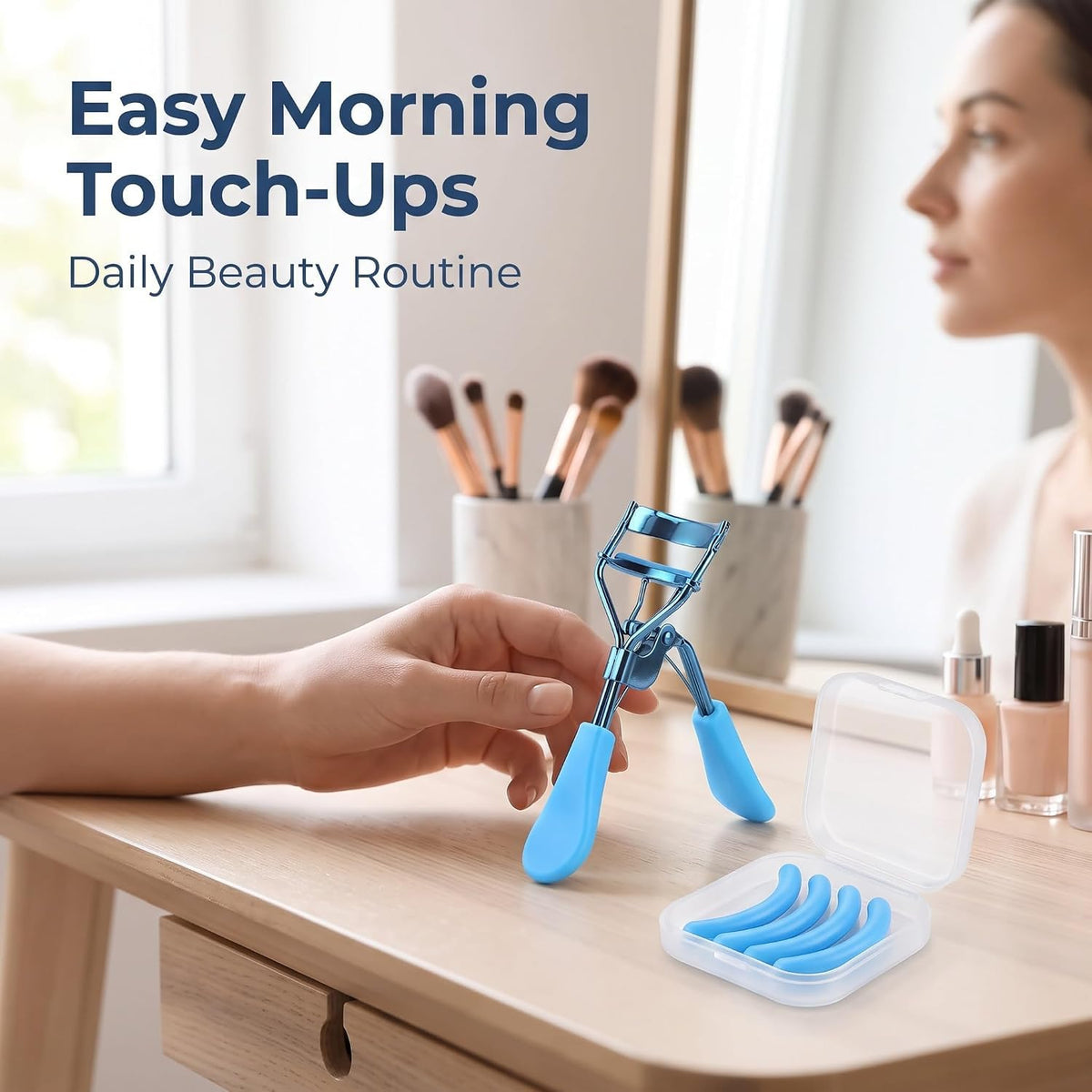 Blue Eye Lash Curler,Eye Lash Curler Makeup Eyelashes Tool to Curl and Lifted Lashes Eye,Eyelash Curlers for Women Eyelash Curler with 4 Replacement Refill Pads Lash Curler Premium Quality,Eye
