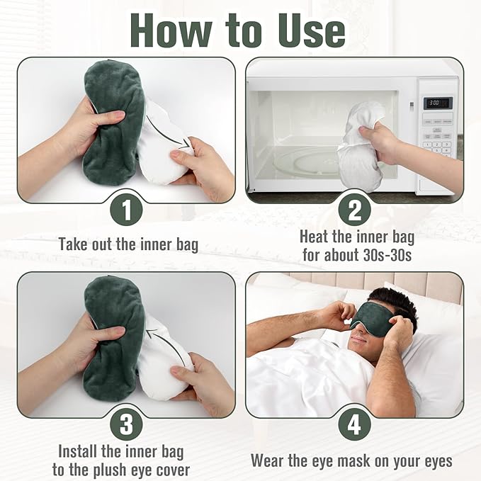 BeHoomi Heated Eye Mask, Weighted Sleep Mask Warm Compress for Eyes, Cooling Eye Mask for Sleeping, Reusable Eye Masks for Home, Office, Hot and Cold for Eye Relaxation, Gifts for Women (Grey)