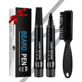 Beard Pencil Filler for Men Black - Beard Pen with Brush, Smudge-proof Beard Filler for Men Mustache Care (Deep Black)