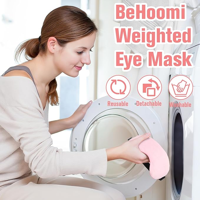 BeHoomi Heated Eye Mask, Weighted Sleep Mask Warm Compress for Eyes, Cooling Eye Mask for Sleeping, Reusable Eye Masks for Home, Office, Hot and Cold for Eye Relaxation, Gifts for Women (Pink)