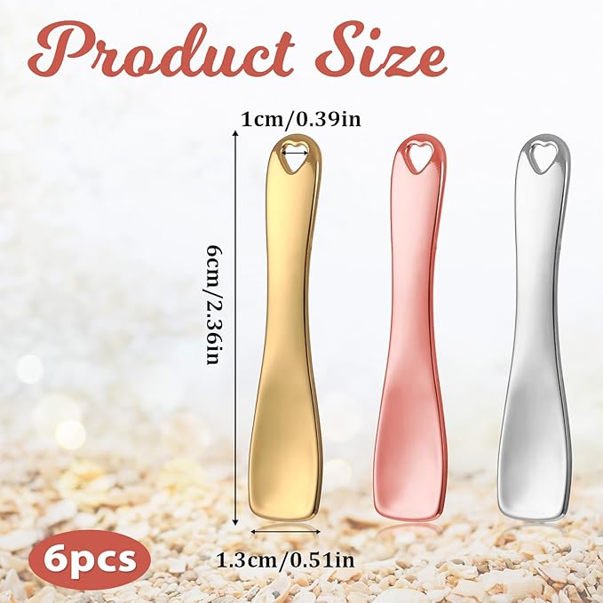 JIYIN 6 PCS Mini Metal Makeup Spatula, Reusable Skin Care Cosmetic Spatula Facial Applicator Tool Beauty Spatula Cosmetic Spatula for Face Mask Cream Lotions Moisturizers(Silver Gold Rose Gold)