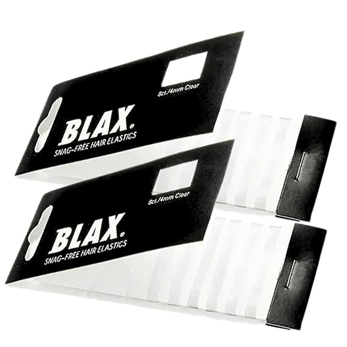 Blax Clear Hair Elastics - Snag-Free Transparent Hair Ties, No-Damage Hair Rubber Bands, 4mm 8 Count (Pack of 2)