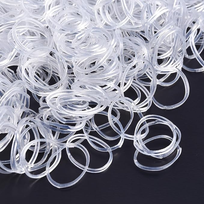 Hicarer 2000 Pack Clear Elastic Hair Bands, Mini Rubber Bands with Box for Girl Woman Hair Braids Ponytails and Small Dreadlocks, Wedding Hairstyle and More(1.5 Cm)