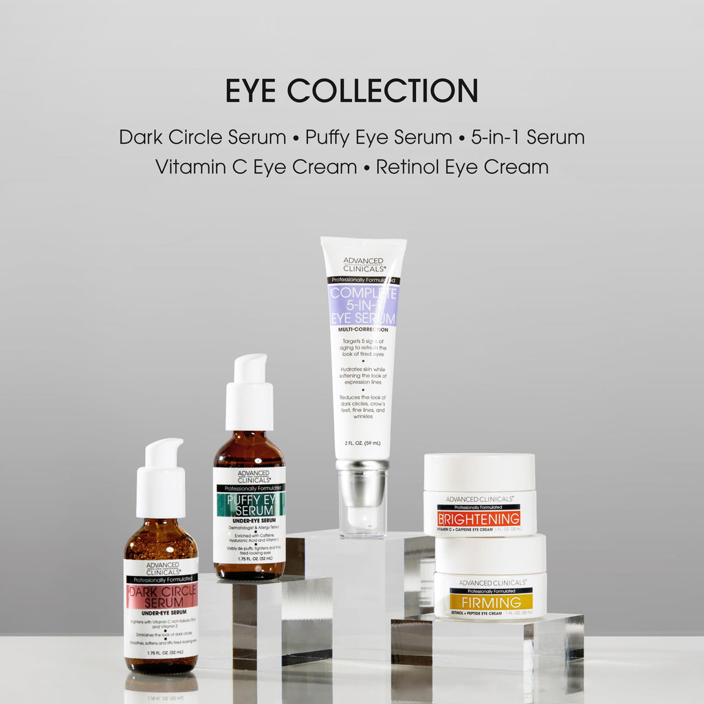 Advanced Clinicals Dark Circle Caffeine Under Eye Serum For Face With Hyaluronic Acid Moisturizer + Peptides | Brightening Vitamin C Serum Helps Improve Look Of Puffy Eye & Fine Lines, 1.75 Fl Oz
