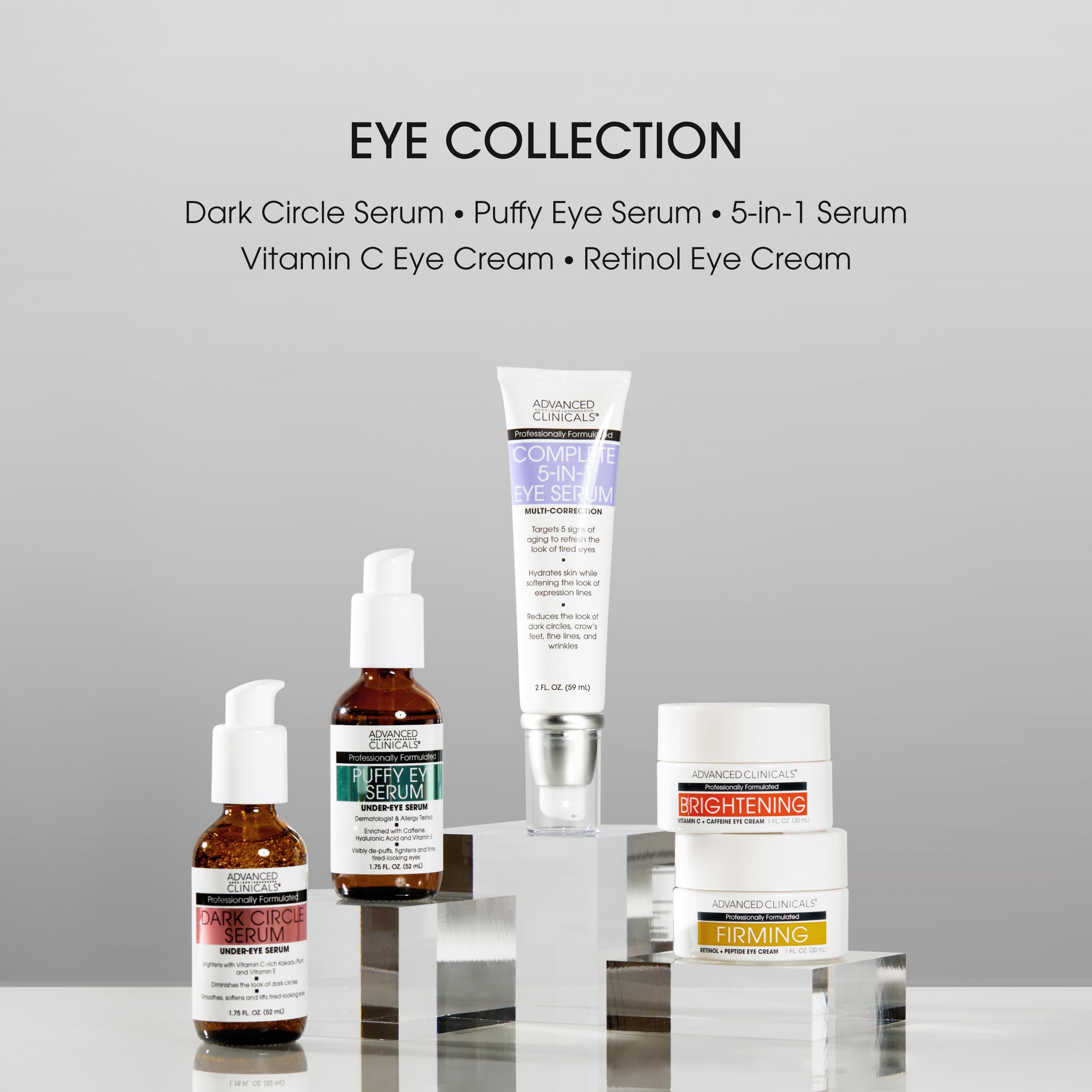 Advanced Clinicals Dark Circle Caffeine Under Eye Serum For Face With Hyaluronic Acid Moisturizer + Peptides | Brightening Vitamin C Serum Helps Improve Look Of Puffy Eye & Fine Lines, 1.75 Fl Oz