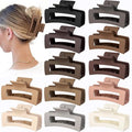 Sisiaipu 3.5 Inch Medium Hair Claw Clips 12 Pcs Square Claw for Thick and Thin Hair Rectangular Rectangle Hair Clips Jaw Clips Bulk Hair Accessories for women and Girls (Regular)