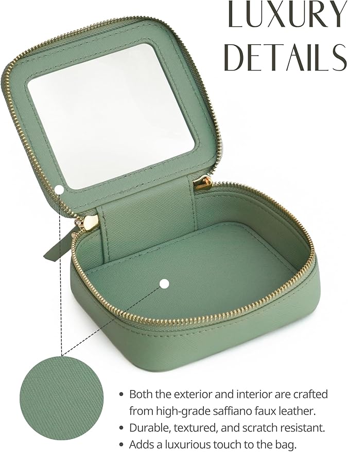 Popvibe Clear Makeup Case Toiletry Bag Travel Medium Clear Cosmetic Bag with Zipper, Make Up Bag Organizer Traveling TSA Approved Transparent Bag Car for Essentials, Mini & Medium, Sage Green