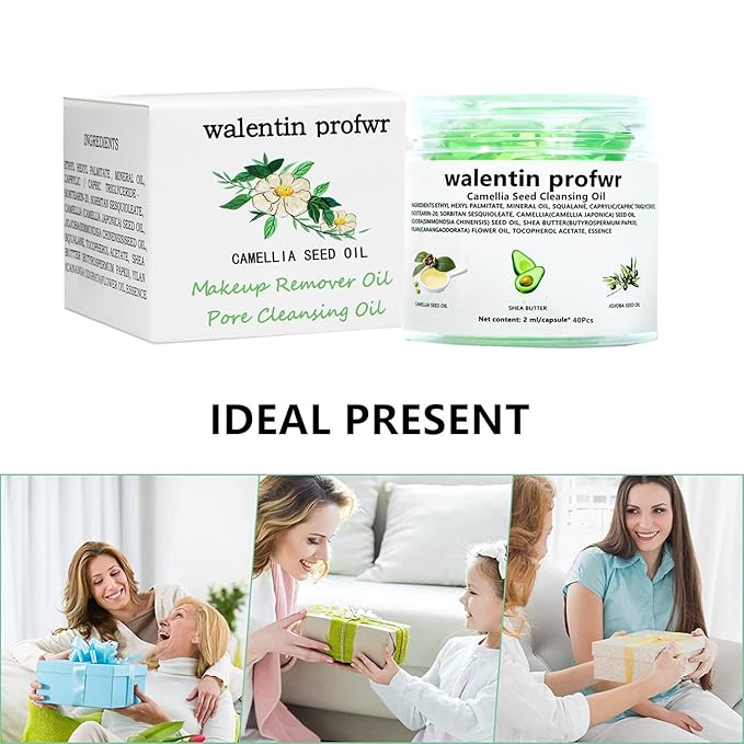 walentin profwr Deep Cleansing Oil for Face Nourishing 40 Pcs Travel Size Mini Camellia Seed Gentle Makeup Remover Cleansing Oil for All Skin Types, Individually Packaged