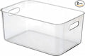 Ytteve 2 Pack Large Clear Plastic Storage Bins with Handles, 14.2" x 10" x 6.3" Stackable Organizer Containers for Pantry, Closet, Kitchen, Bathroom, Under Sink & Laundry
