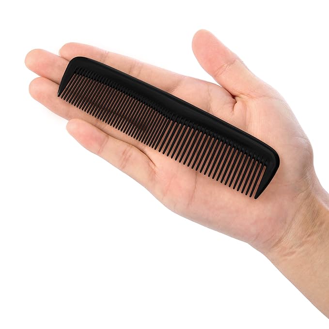 Leinuosen 12 Pieces Pocket Hair Combs, Fine Tooth Combs, Black
