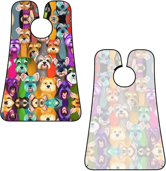 NOUZU Oil Cute Schnauzer Dogs Print Beard Bib Apron For Men, Beard Hair Catcher For Men Shaving Trimming,Beard Cape Cloth