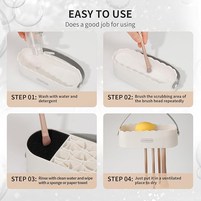 DUcare Makeup Brush Cleaner Mat 4 in 1 Silicone Makeup Brush Cleaner Bowl Cosmetic Brushes Cleaning Tool Organizer for Storage and Air Drying