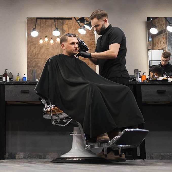 llezza Professional Salon Hair Cutting Cape, Barber Cape for Men/Women, Adjustable Snap Button with Waterproof Hairdressing Salon Cape for Haircut, Coloring, Makeup, Styling(52" x 47"), Black