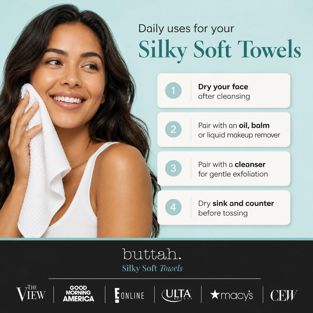Buttah Skin Disposable Face Towels, 50 Count – Extra Thick, Soft, Large Towels for Sensitive Skin, Travel, and Makeup Removal