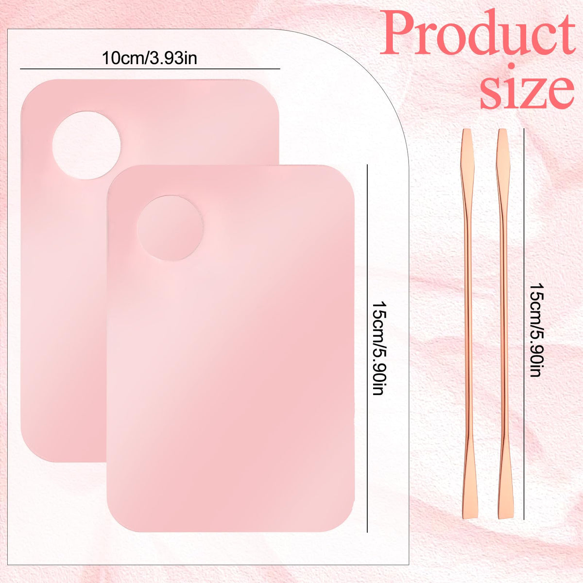 2 Pcs Acrylic Makeup Mixing Tray, Foundation Palette, Makeup Palette with Makeup Spatula, Makeup Mixing Palette, Acrylic Cosmetic Palette for Eye Shadow Lipsticks Nail Art Beauty Salon (Pink)